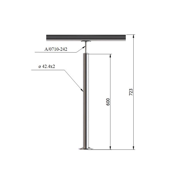 Pfosten Boden 42,4 Geländer Balkon Treppengeländer Steher Rundrohr Edelstahl V2A